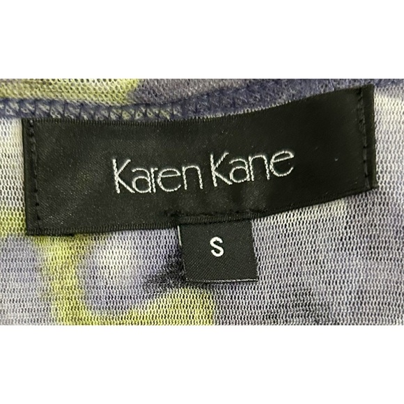 Karen Kane Semi Sheer Mesh Floral Print Ruffle Neckline Top Multicolor Size S - Picture 7 of 7